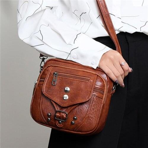 PU Leather Street Zipper Shoulder Women Handbag Casual Retro Mini Shoulder Bag Female Simple Crossbody Bag