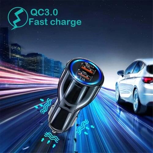 Charging station QC3.0 fast charge car phone charger 3.1A dual USB one-tow-two car charger phone accessories