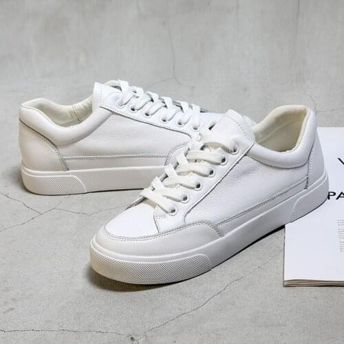 Womens Sneakers Shoes Genuine Leather Court Sneaker Soft White Lace-up Flat Heel Shoes Spring Daily Running Women Sports Shoes