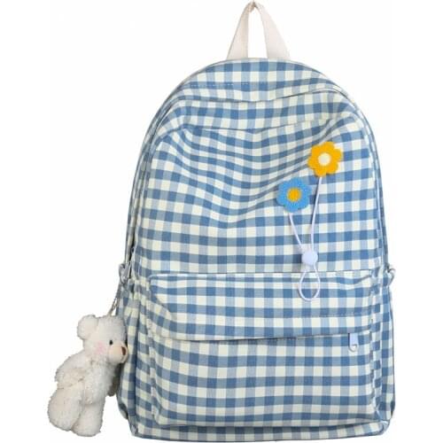 Womens backpack Plaid Pattern School Backpacks fashion College Students school bags for girls Teenager Casual Female Schoolbag