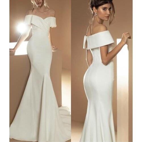 Elegant Long Mermaid Satin Wedding Dresses Floor Length Ivory Vestidos de Novia Abendkleider Bridal Gowns for Women