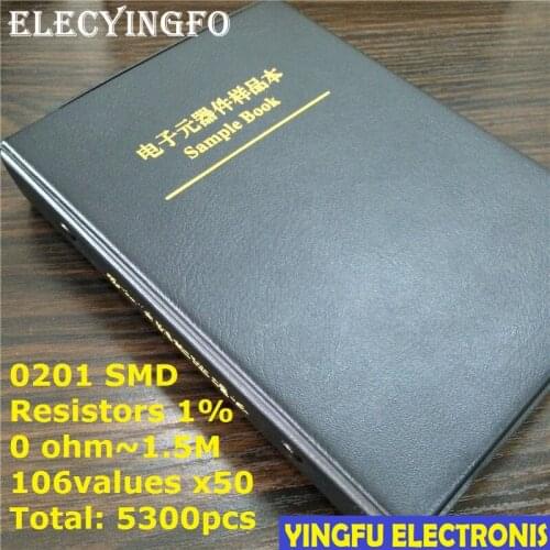 0201 SMD Resistor Sample Book 106values*50pcs=5300pcs 1% 0ohm to 1.5M Chip Resistor Assorted Kit
