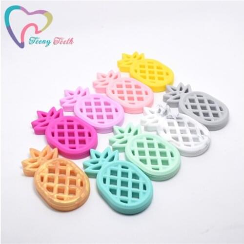 Teeny Teeth 1 PC Metallic & Marble & Candy Colors Silicone Pineapple Teether Pendant Toy,Food Grade Pineapple Baby Teething Toys