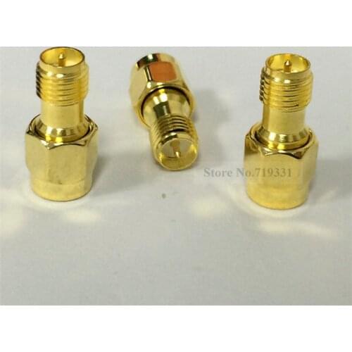 10pcs RP-SMA female jack switch SMA male plug RF Coax Adapter convertor straight goldplated