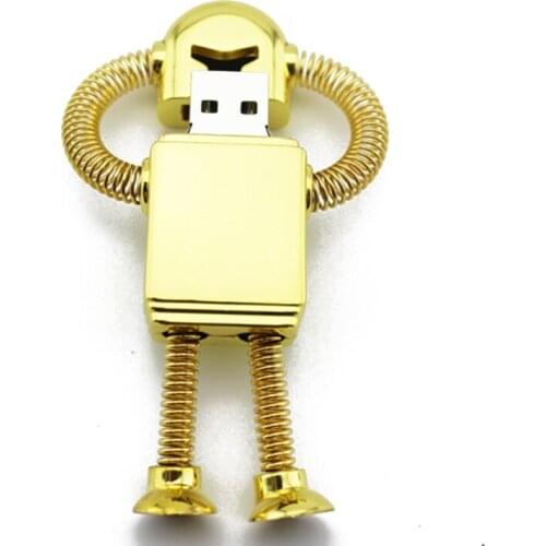 100% Real Capacity Gold Metal Robot Usb Flash Drive 512GB Creativo Pendrive 1TB Memory Stick 16/32/64GB Gift Pen Drive 2TB 128GB