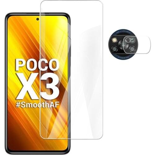 2 in 1 For Xiaomi Poco X3 NFC / X3 Camera Lens Film & Screen Protector Guard Protective HD Tempered Glass Explosion Proof