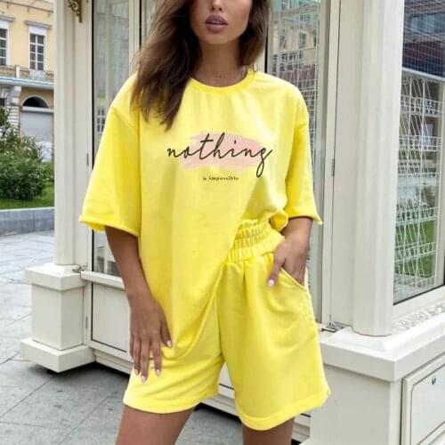 2021 summer casual letter printing ladies sportswear suit fashion T-shirt shorts sportswear suit oversized crewneck sweatshirt