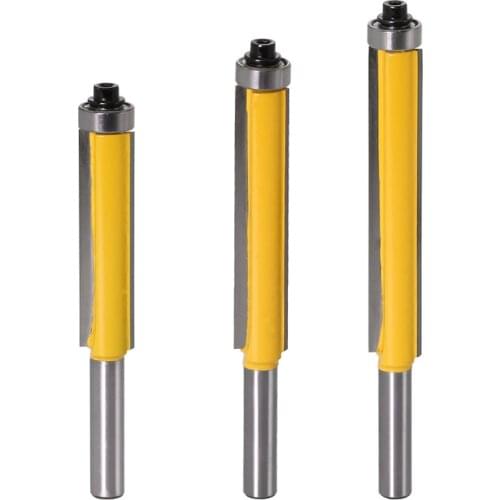 3PCS/Set Bearing Flush Trim Pattern Router Bit, 8mm Shank, 1/2x50.8mm, 1/2x63.5mm, 1/2x76.2mm, Woodworking Milling Cutter