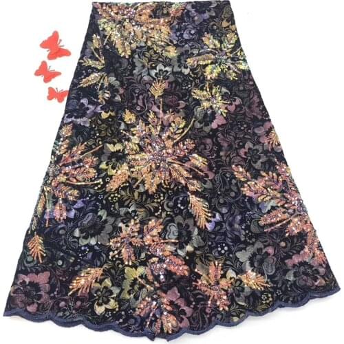 Sequin African Lace Fabric 2021 Embroidery High Quality Lace Nigerian French Tulle Lace Fabric Women Dress D36271