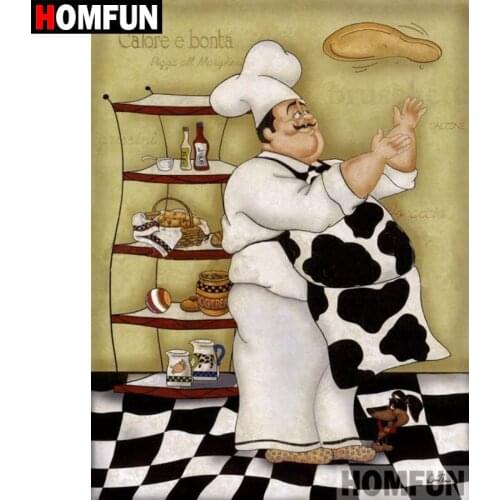 HOMFUN Full Square/Round Drill 5D DIY Diamond Painting "Cartoon chef" Embroidery Cross Stitch 5D Home Decor Gift A08729
