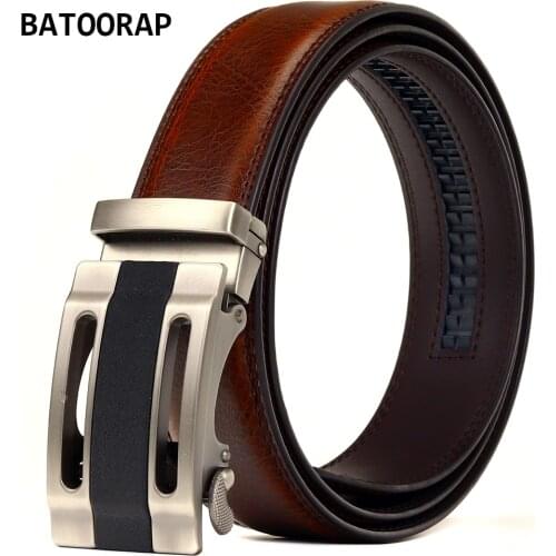 BATOORAP Brand Casual Trouser Strap Belt For Men Genuine Leather Alloy Buckle Automatic Design Ratchet Belt High Quality Z50P01