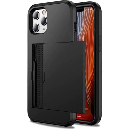 For iphone 11 12 Pro Max X XS XR Case Hybrid Tough Armor Slide Card Slots Wallet Holder Cover for iphone12 mini Shockproof Coque