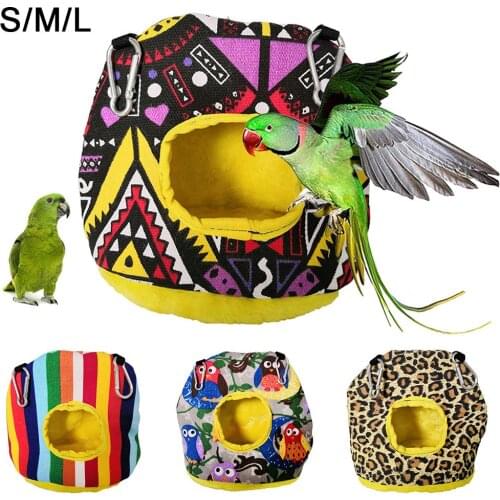Pet Bird Parrot Owl Print Soft Warm Hanging Cage House Sleep Tent Bed Cave Nests