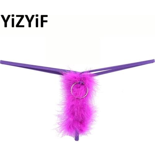 Men Exotic Lingerie Underwear Open Butt Sissy Panties String Bikini Briefs Gay Underwear O-Ring Crotchless Feathers Thongs