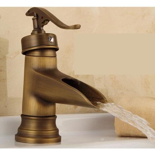 European Antique Faucet Retro Single Hole Bronze Upper Basin Faucet Copper Cold And Hot Faucet