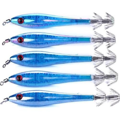 Heng Jia 5 Pcs Luya Luminous Squid Needle 9.5cm 6g Jig Sea Fishing Squid Hook Bait Free Shipping 7 Colors Plastic Fishing Lovers