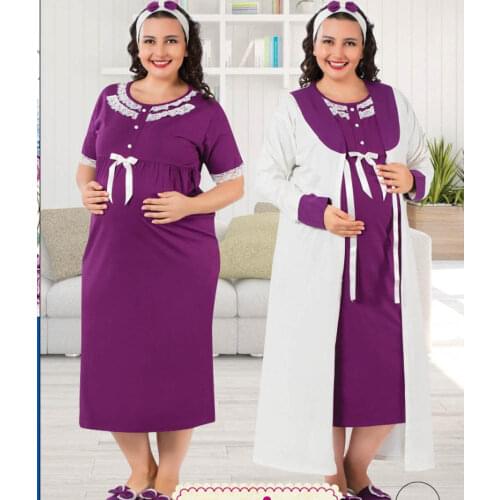 Mother Battal Dress Pajamas Set Breastfeeding Function Maternity Maternity Undershirt Breastfeeding Bra Cotton Long Piece Lace B