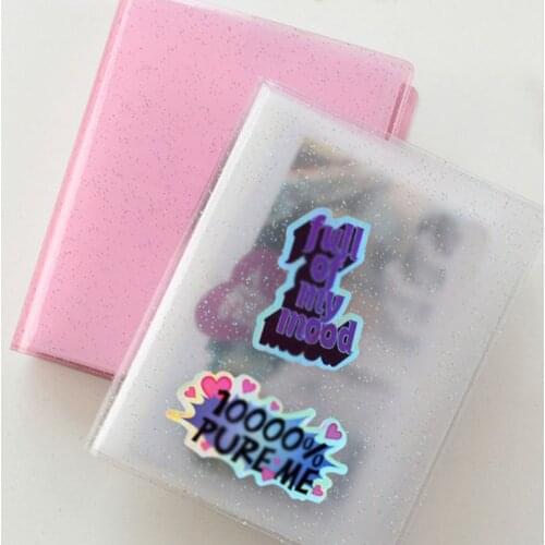 Mini 3 Inches Photo Album 64 Pockets Photocard Holder Cute Jelly Color Instax Album Sequins Name Card Holder Ins Card Bag Hot