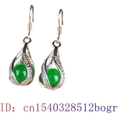 Natural Jade Earrings Fashion Chalcedony Charm 925 Silver Amulet Gifts Agate Jadeite Jewelry Women