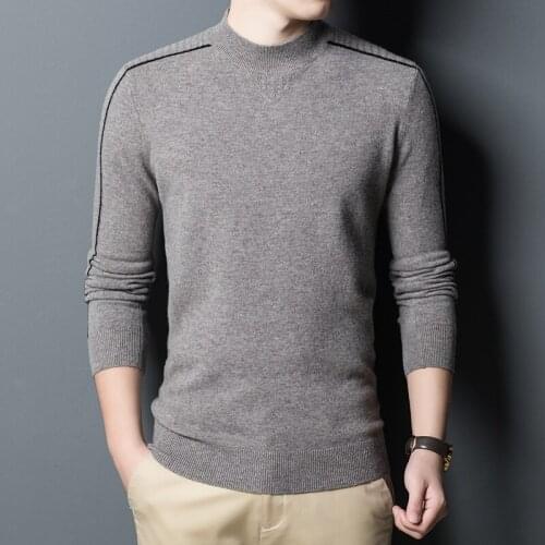 Man Jumpers 100% Wool Knitted Sweaters Hot Sale Half Turtleneck Winter Thick Warm Jumpers Men Sweater