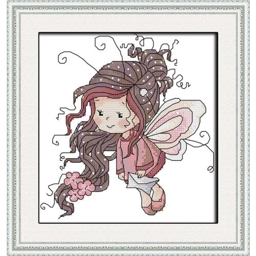 Butterfly fairy one cross stitch kit 14ct 11ct print canvas hand sew cross-stitching embroidery DIY handmade needlework