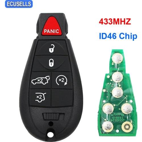 New 5+1/6 Button Remote Key Smart Car Key Fob 434Mhz ID46 Chip for Chrysler Town Country 2008 2009 2010 2011 2012 Uncut Blade
