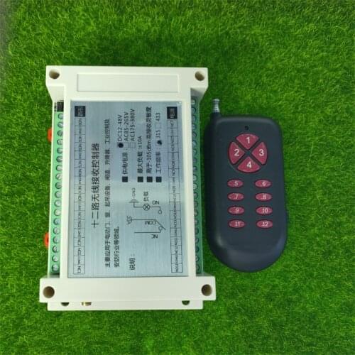 New DC 12V 24V 36V 12 Channel 12 CH 10A Relay RF Wireless Remote Control Lighting Switch With 1PCS White Remote Control