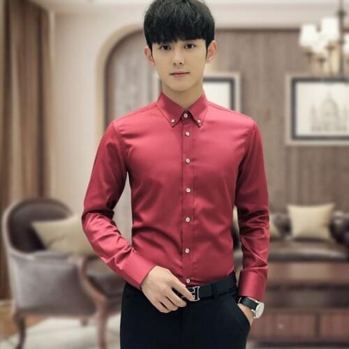 New arrive Mens Formal Business work wear autumn spring Shirts Casual Slim Long Sleeve Dresse Shirts Asian Size M-5XL