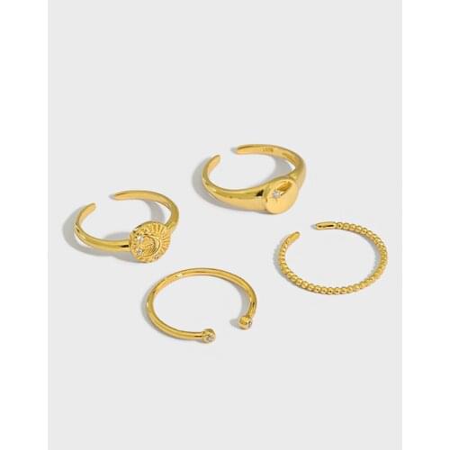 VERY tHIN Authentic 100% Real. S925 Sterling Silver Jewelr Star / Moon /Solitaire / Beads rings Adjust for women TLJ1355