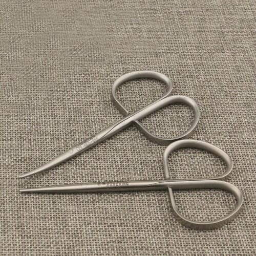 Ophthalmic operating scissors stainless steel Straight handle 10cm Twist handle saw - tooth scissors Medical tissue scissors