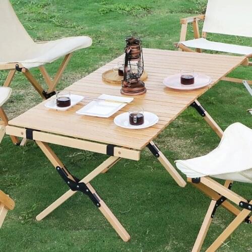 Outdoor Camping Folding Solid Wood Table Portable Foldable Outdoor Picnic Table Cake Table, for Hiking self-driving Tour Table
