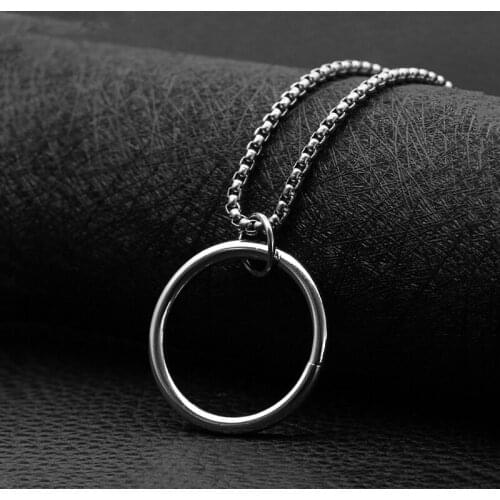 Simple Big Round Pendant Necklace Stainless Steel Geometric Minimalist Circle Necklace Chain Jewelry for Women Men Collier