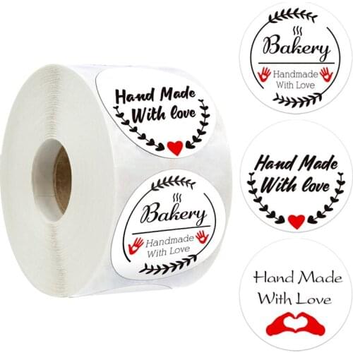 Handmade With Love Stickers100-500 Sheets For Bakery Food Gift Decoration Packaging Sealing Labeling Stationery Stickers