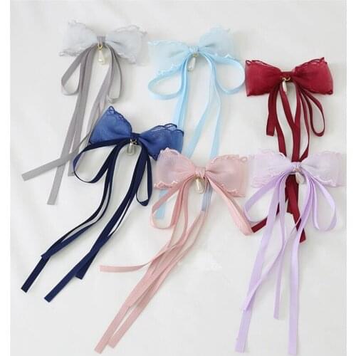 Chiffon Bowkot Kawaii Sweet Lolita Hairpin Cosplay Women Headwear Hair Clip Hair Accessory Side Clip B1761