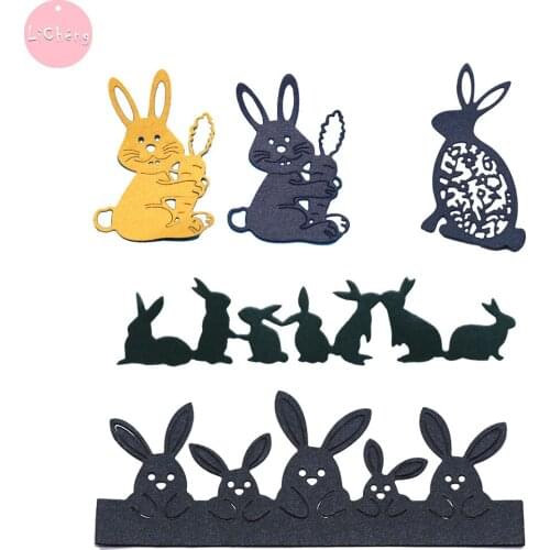 Happy Easter Rabbits Dies Scrapbooking Card Making Supplies Diy Crafts Stencils Stamps and Slimline Card Dies Embossing Folder