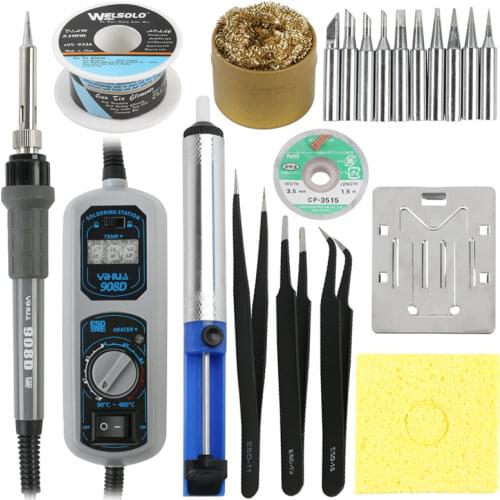 YIHUA 908D LED Digital Display Electric Soldering Iron Welding Tool Adjustable Soldering Station Kit For PCB Solder Repair