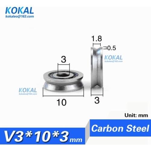 [V0310-3] 10PCS low noise micro small bearing roller wheel V/U Groove steel carbon steel wheel pulley 3*10*3mm 0310VV