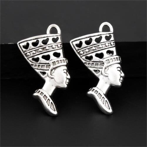 10Pcs Silver Color Bohemia Women Head Charms Gril Figure Pendant Jewelry Making Necklaces Accessories Handcrafts 17x37mm A3155