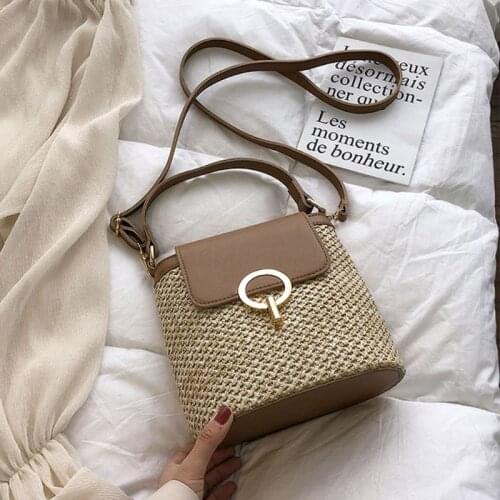 2020 Women Fashion Handbag Shoulder Bag Ladies Straw Bucket Summer Crossbody Tote Female Shoulder Messenger Bag