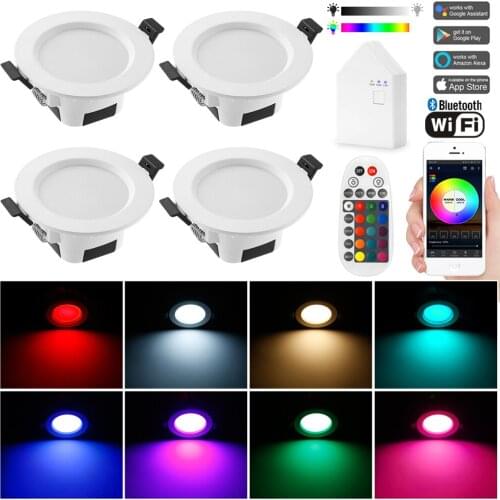 4X 9W 5W RGB Warm Cool White 5in1 LED Ceiling Lamp Panel Down Light WIFI/Bluetooth Spotlights APP/Music Controller Timer Dimmer