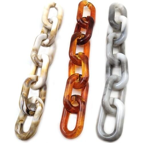 50pcs/lot Acrylic buckle beads 23*40mm Dark DIY Handbag Key Strap Glasses Chains Opening Loops Accessories Acrylic Chain N207