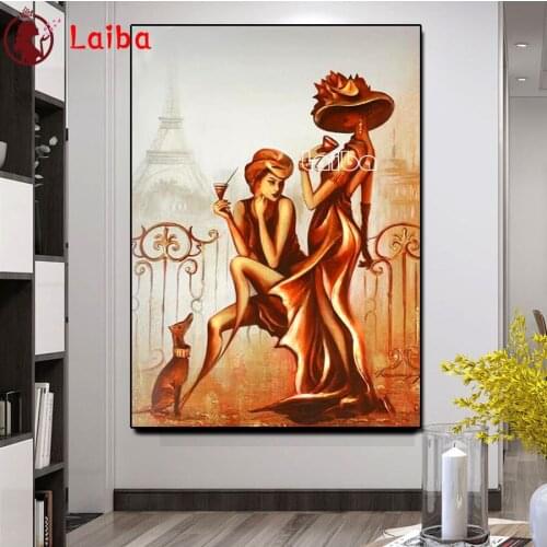 5D DIY Diamond Painting Abstract golden lovers Full Square Round Drill Mosaic Elegant women Diamond Embroidery Girl Decoration