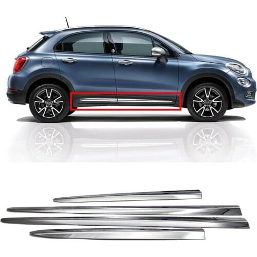 Car styling ABS chrome Side Door Body Cover trim sticks Strips Molding 4pcs for Fiat 500X 2015 2016 2017 2018