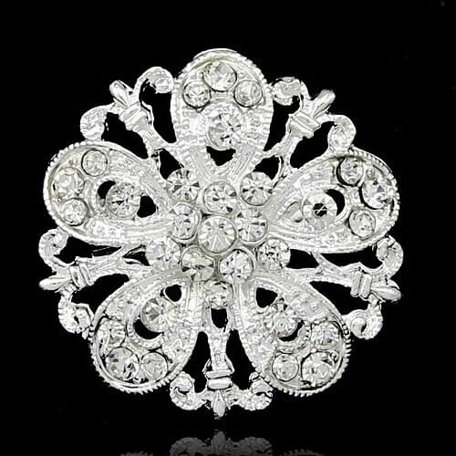 FEDEX FREE SHIPPING Fashion Women Broach Silver Tone Rhinestone Crystal Small Flower Brooch Pins
