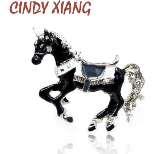 CINDY XIANG Enamel Unicorn Brooches for Women Fashion Animal Horse Brooch Pin Elegant Party Coat Accessories Drop Shipping Gift