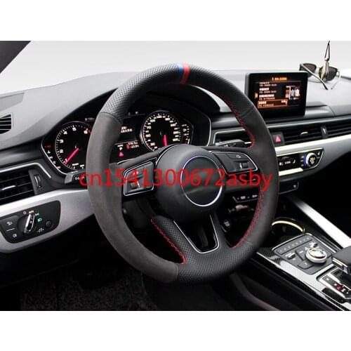 For Audi A1 A3 A8L S5 S7 SQ5 TT R8 DIY leather suede steering wheel cover car interior accessories