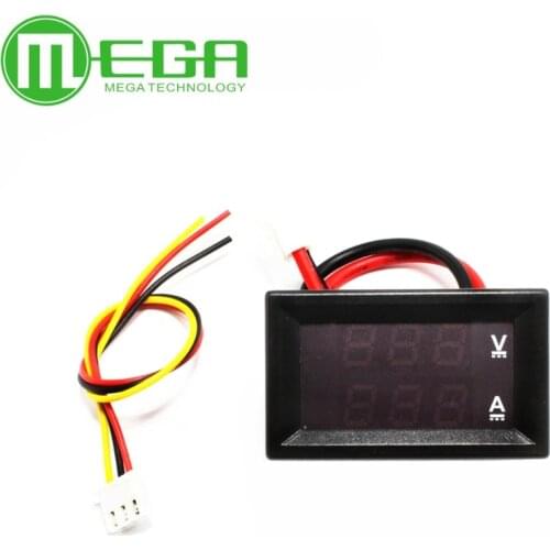 E303-DC 0-100V 10A Digital Voltmeter Ammeter Dual Display Voltage Detector Current Meter Panel Amp Volt Gauge 0.28" Red Blue LED