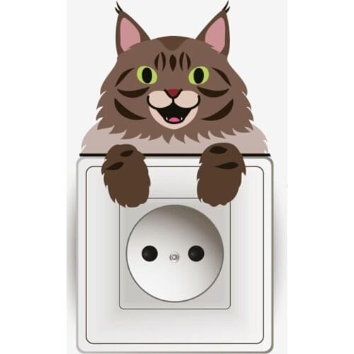 Kedi Desenli Espirili-Eğlenceli Elektrik Düğmesi-Priz Sticker 12