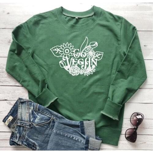 Go vegan women fashion flowers quote slogan eat plant not animals cute pretty unisex grunge tumblr sweatshirts vintage gift tops