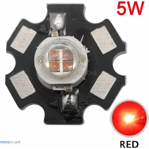 5W Red High Power LED Bead Emitter DC4.0-5.0V 800mA 620-630NM with 20mm Star Platine Base